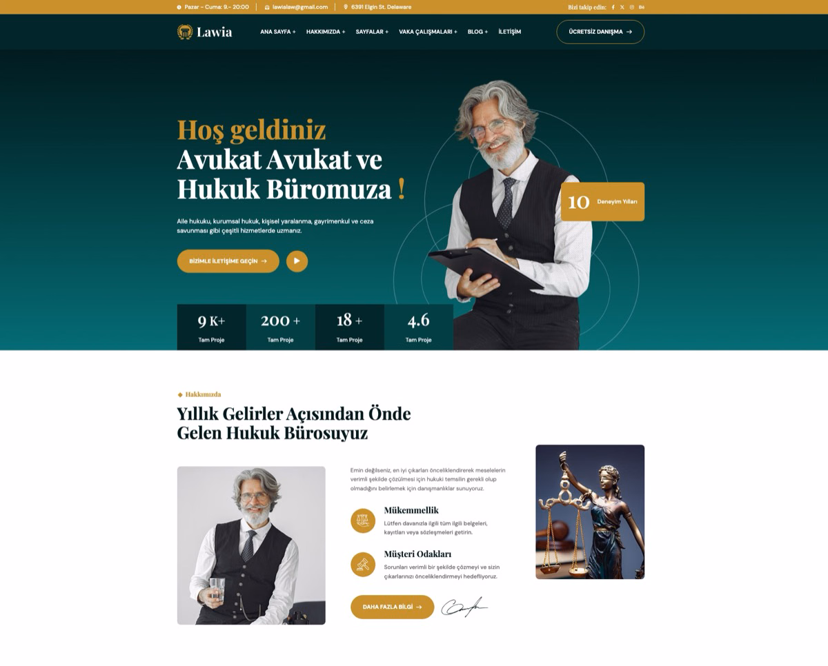 Avukatlık ofisi ve hukuk bürosu için web tasarım örneği