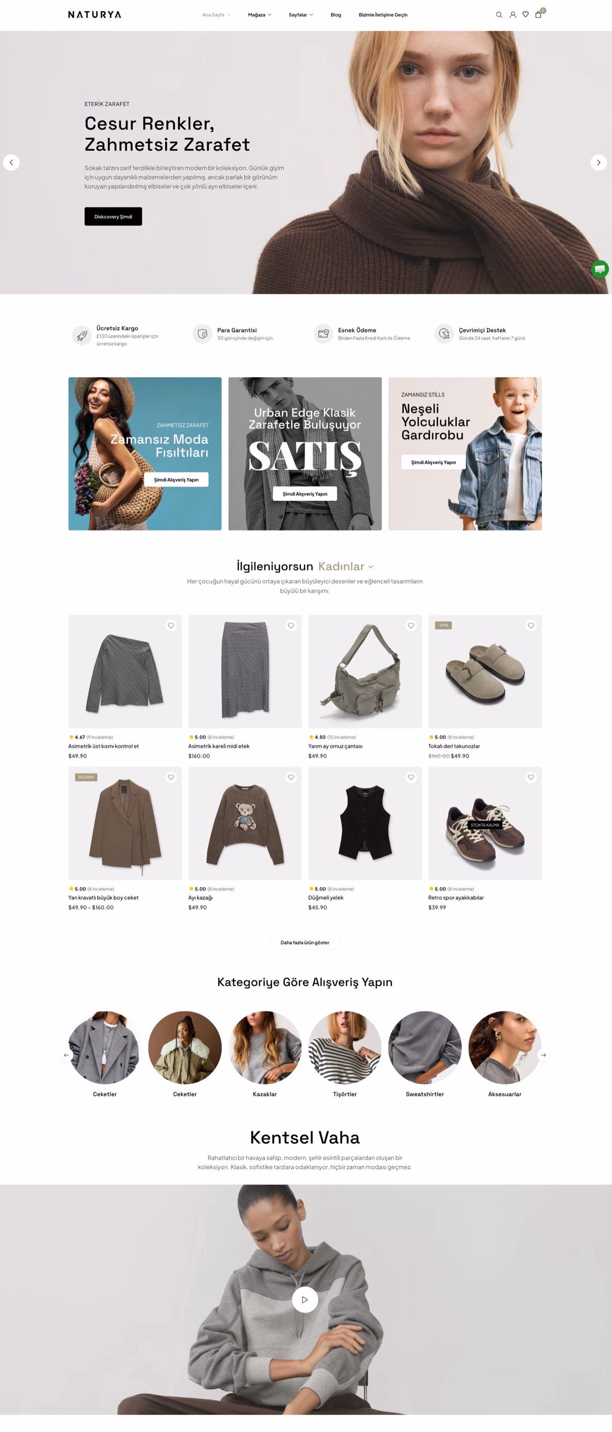 Moda ve tekstil markası için WordPress e-ticaret sitesi örneği